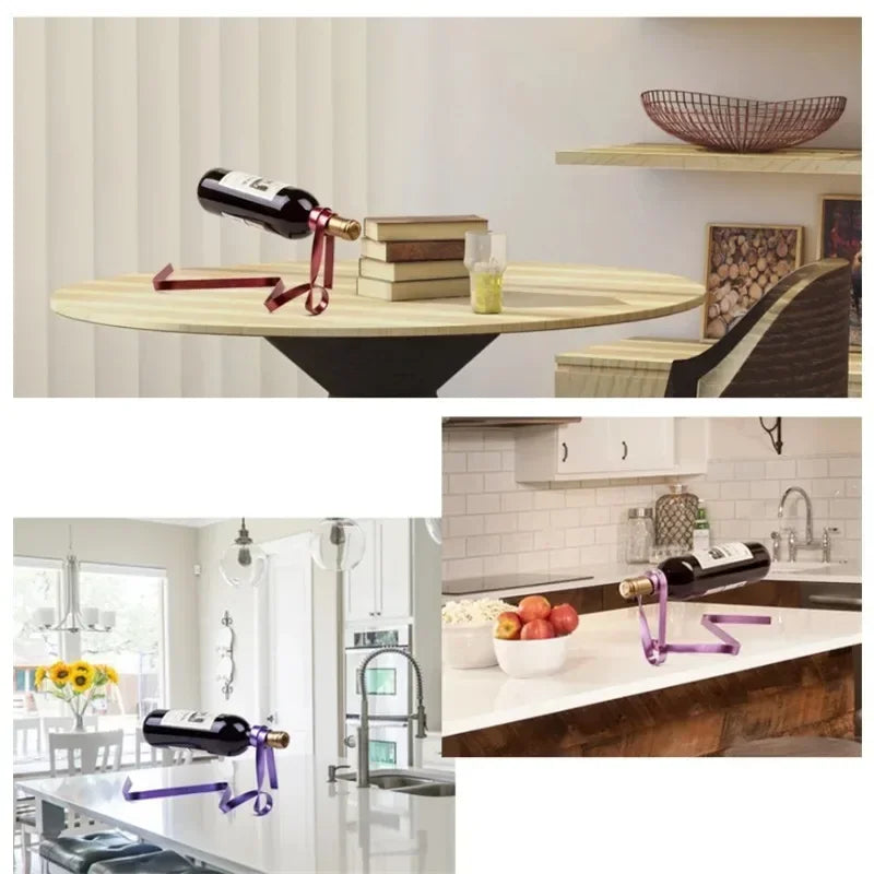 Ribbon Floating Iron Wine Holder